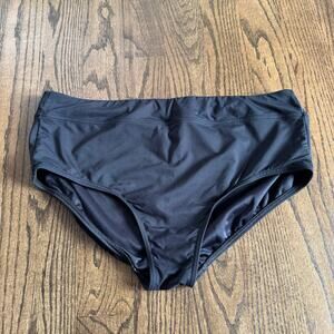 Lands End Womens Solid Black Banded Hipster Bikini Bottom Plus Size 18W